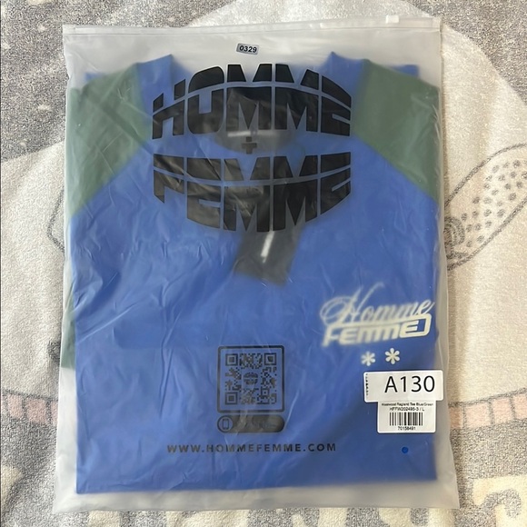 Homme Femme Blue and Green Short Sleeve Tees - Picture 12 of 12
